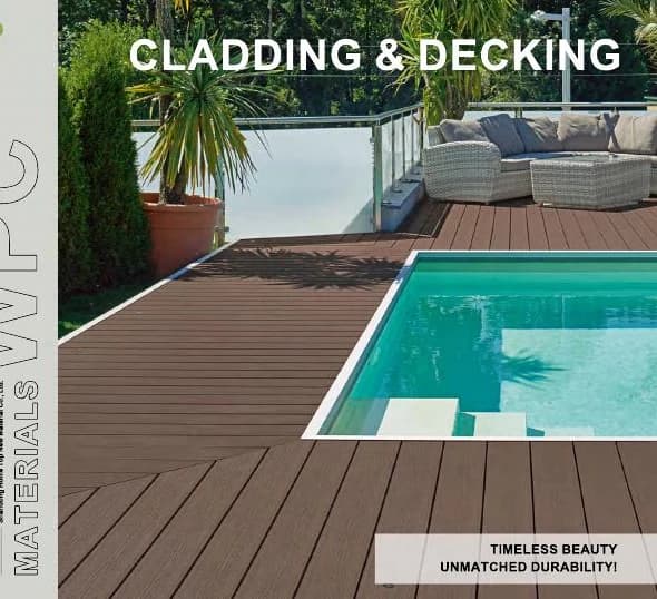 Composite decking beside a pool