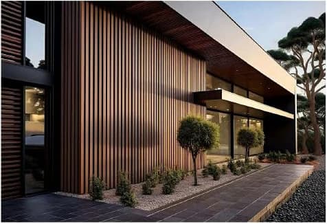Exterior WPC wall cladding on a modern home